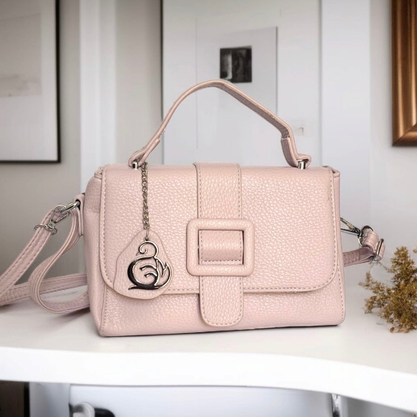 Buckle Stylish Light Pink Crossbody Bag