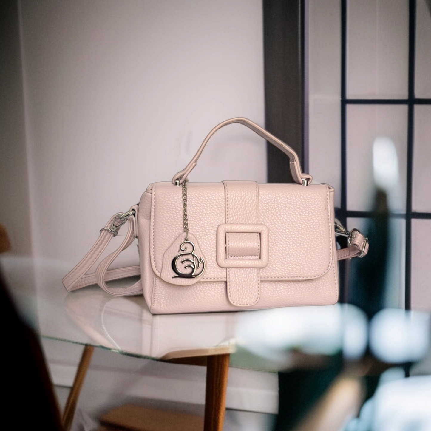 Buckle Stylish Light Pink Crossbody Bag